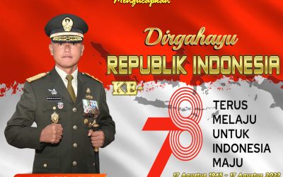 Gubernur Akademi Militer Beserta Persit Kartika Chandra Kirana PCBS Akmil dan Keluarga Besar Akademi Militer Mengucapkan Dirgahayu Republik Indonesia Ke 78 ” Terus Melaju Untuk Indonesia Maju “