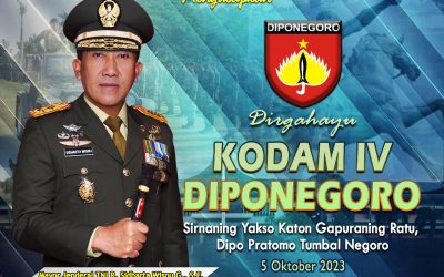 Gubernur Akademi Militer Beserta Persit Kartika Chandra Kirana PCBS Akmil dan Keluarga Besar Akademi Militer Mengucapkan dirgahayu KODAM IV DIPONEGORO “Sirnaning Yakso Katon Gapuraning Ratu, Dipo Pratomo Tumbal Negoro”