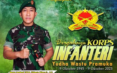 Gubernur Akademi Militer Beserta Persit Kartika Chandra Kirana PCBS Akmil dan Keluarga Besar Akademi Militer Mengucapkan dirgahayu Korps INFANTERI “Yudha Wastu Pramuka”