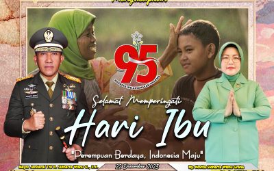 Gubernur Akademi Militer Beserta Persit Kartika Chandra Kirana PCBS Akmil dan Keluarga Besar Akademi Militer Mengucapkan Selamat Hari Ibu “Perempuan Berdaya, Indonesia Maju”.