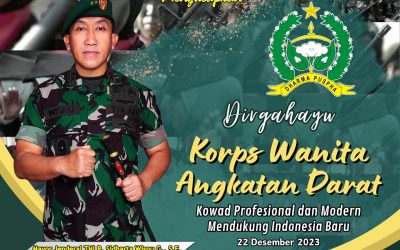 Gubernur Akademi Militer Beserta Persit Kartika Chandra Kirana PCBS Akmil dan Keluarga Besar Akademi Militer Mengucapkan Dirgahayu Korps Wanita Angkatan Darat “Kowad Profesional dan Modern Mendukung Indonesia Baru”.