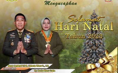 Gubernur Akademi Militer Beserta Persit Kartika Chandra Kirana PCBS Akmil dan Keluarga Besar Akademi Militer Mengucapkan Selamat Hari Natal Tahun 2023.