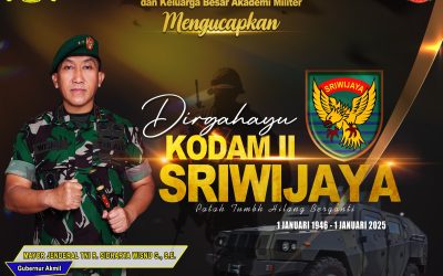 Gubernur Akademi Militer Beserta Persit Kartika Chandra Kirana PCBS Akmil dan Keluarga Besar Akademi Militer Mengucapkan Dirgahayu Kodam II/Sriwijaya “Patah Tumbuh Hilang Berganti”.